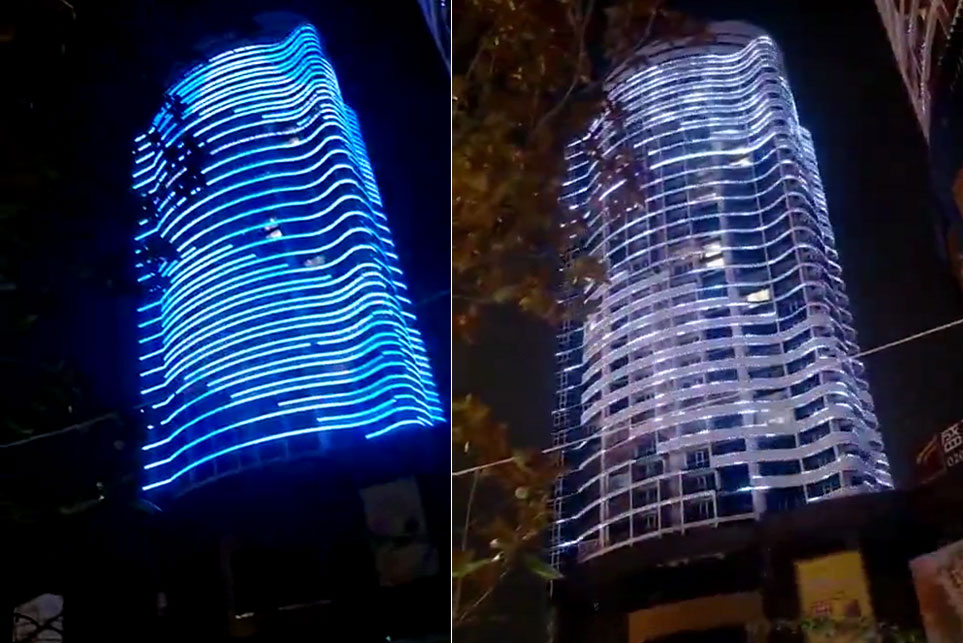 瀑布型樓體夜景亮化，動態視頻效果